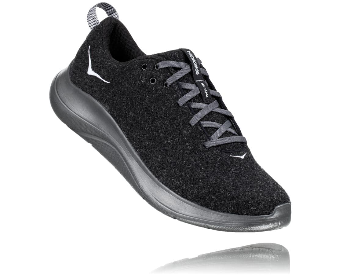Hoka One One Hupana Flow Wool Herren Straßenlaufschuhe Schwarz / Dunkel Grau | (DE-7024TRELJ)